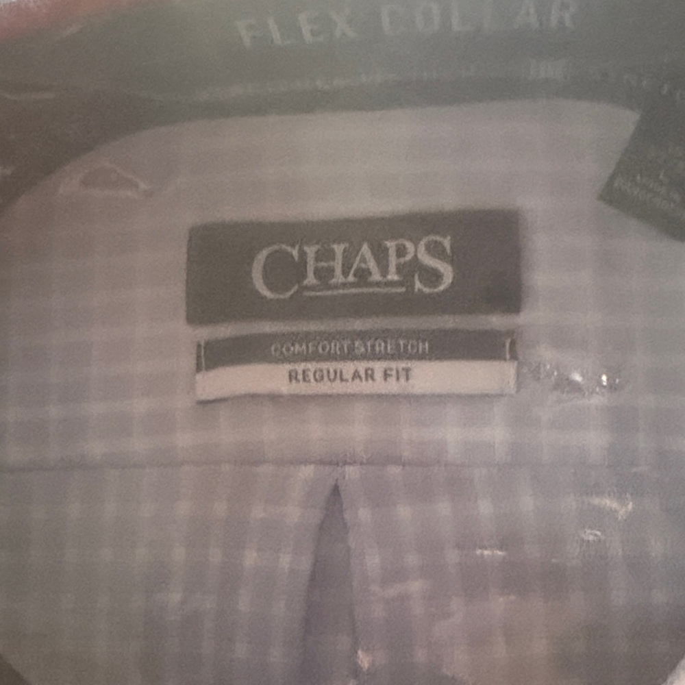 Chaps Light Blue Windowpane Performance Dress Shi… - image 2